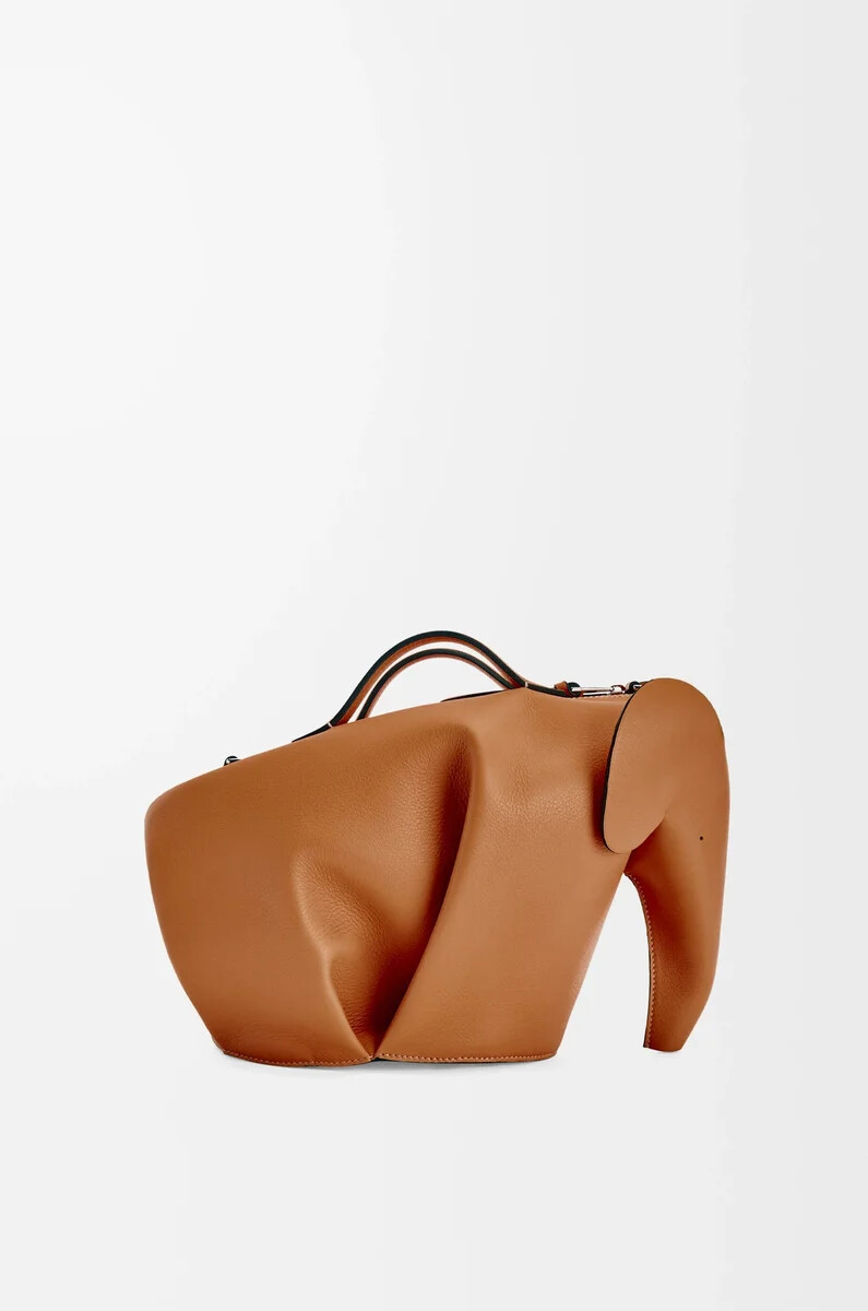 borsa elephant grande in pelle di vitello classica tan