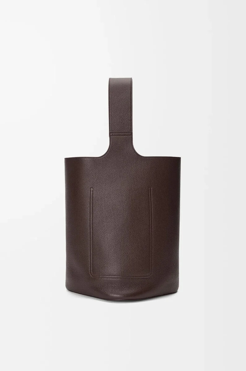 grande secchiello pebble in morbida pelle di vitello grana oxblood