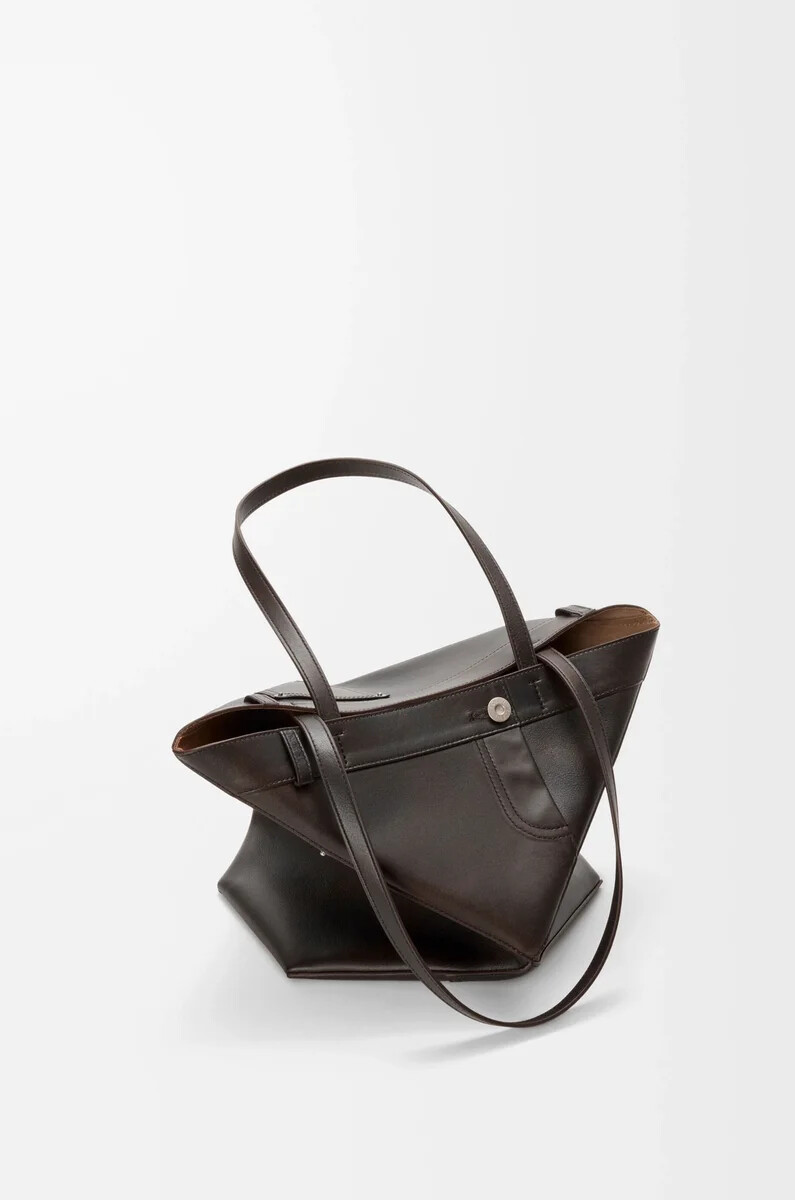 borsa media panta puzzle fold in pelle di vitello lucida vintage brown