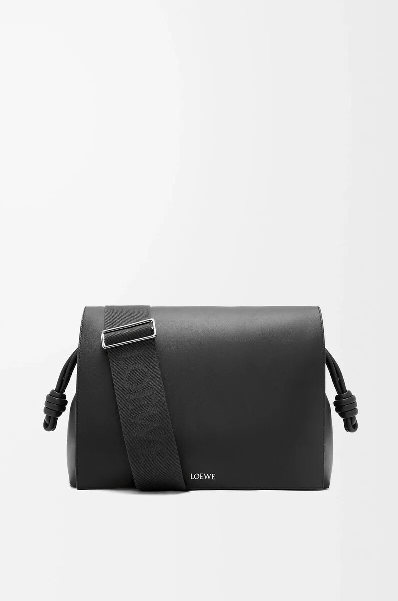 borsa flamenco in morbida pelle di vitello lucida nero