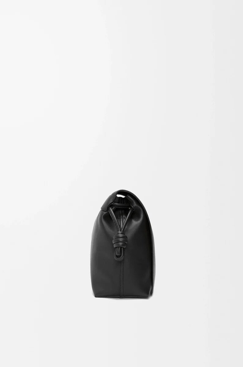 borsa flamenco in morbida pelle di vitello lucida nero