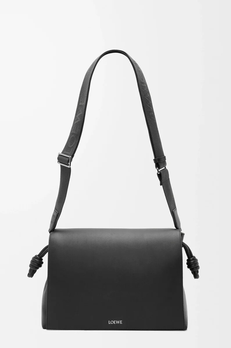 borsa flamenco in morbida pelle di vitello lucida nero
