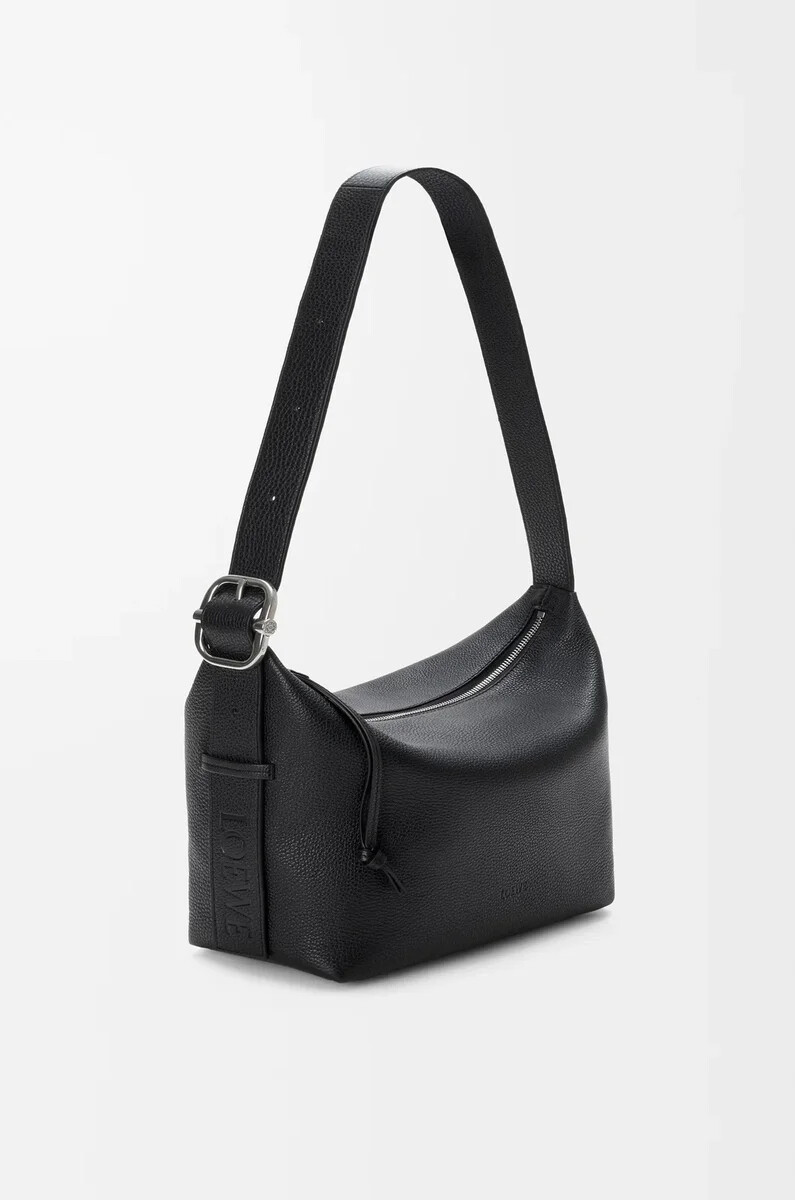 borsa hobo loop in morbida pelle di vitello granata nera