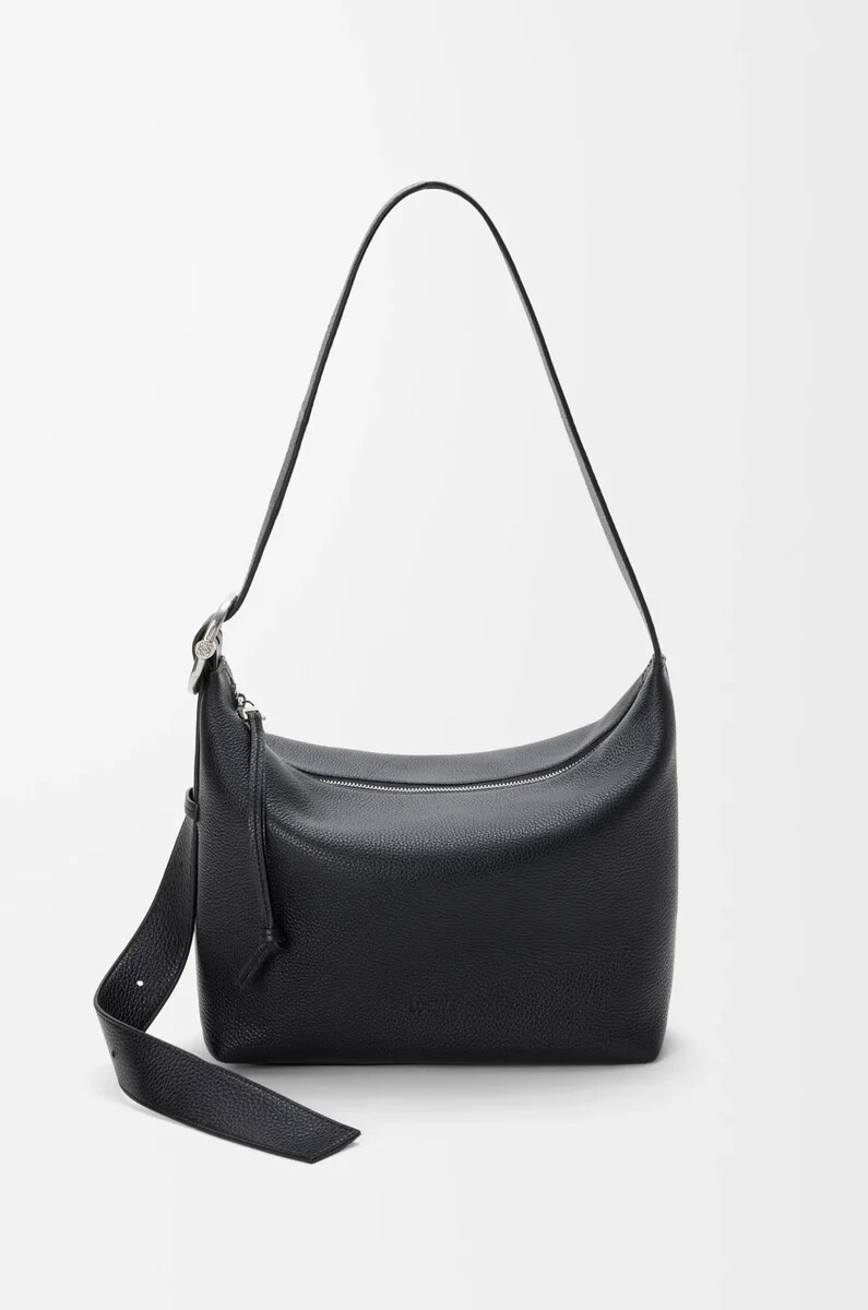 borsa hobo loop in morbida pelle di vitello granata nera