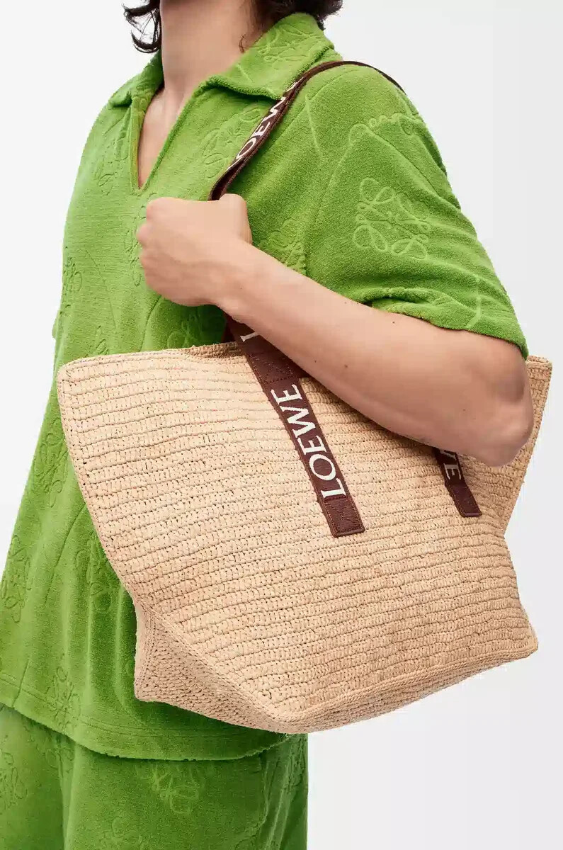 shopper pieghevole in rafia naturalemarrone chiaro