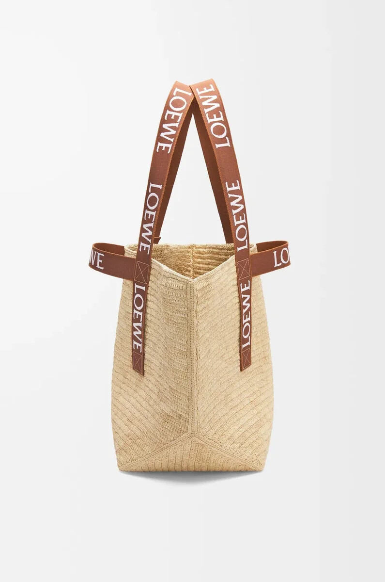 shopper pieghevole in rafia naturalemarrone chiaro
