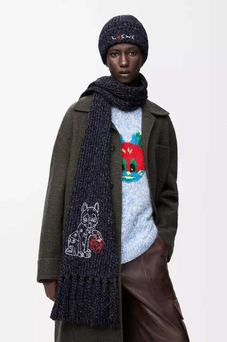 berretto in misto lana seta e alpaca nero melange