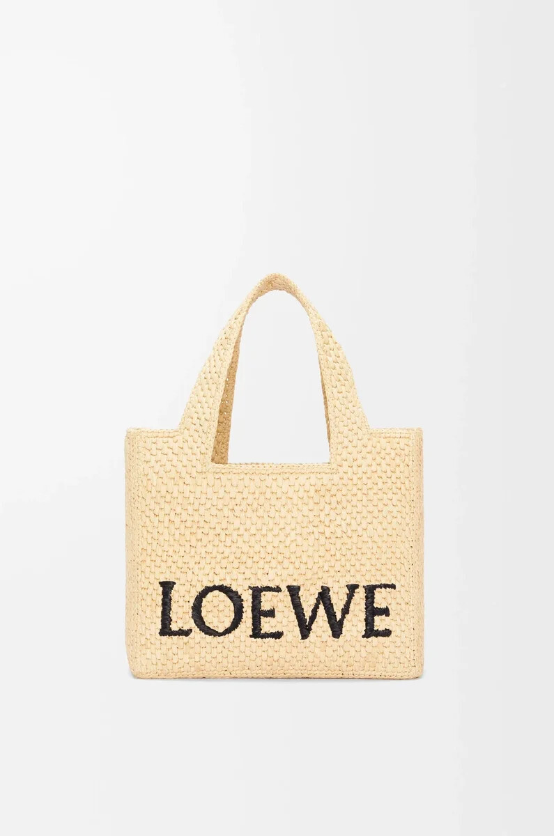 piccola borsa loewe font in rafia naturale