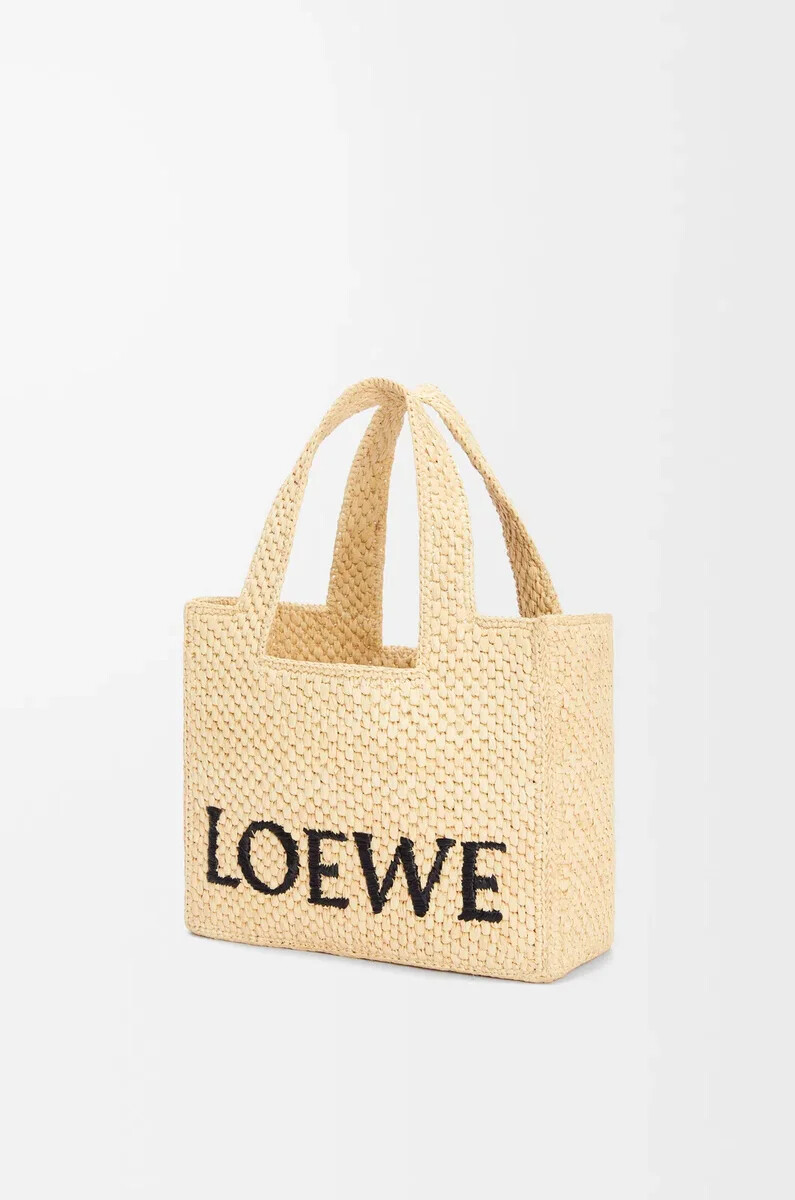 piccola borsa loewe font in rafia naturale