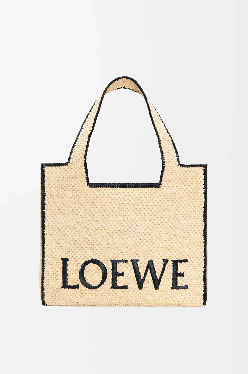 borsa grande loewe font in rafia naturale
