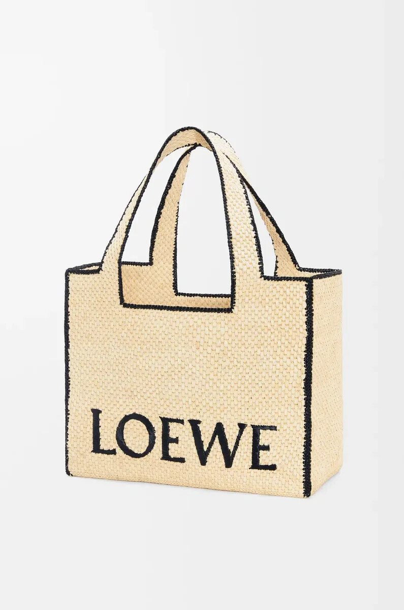 borsa grande loewe font in rafia naturale