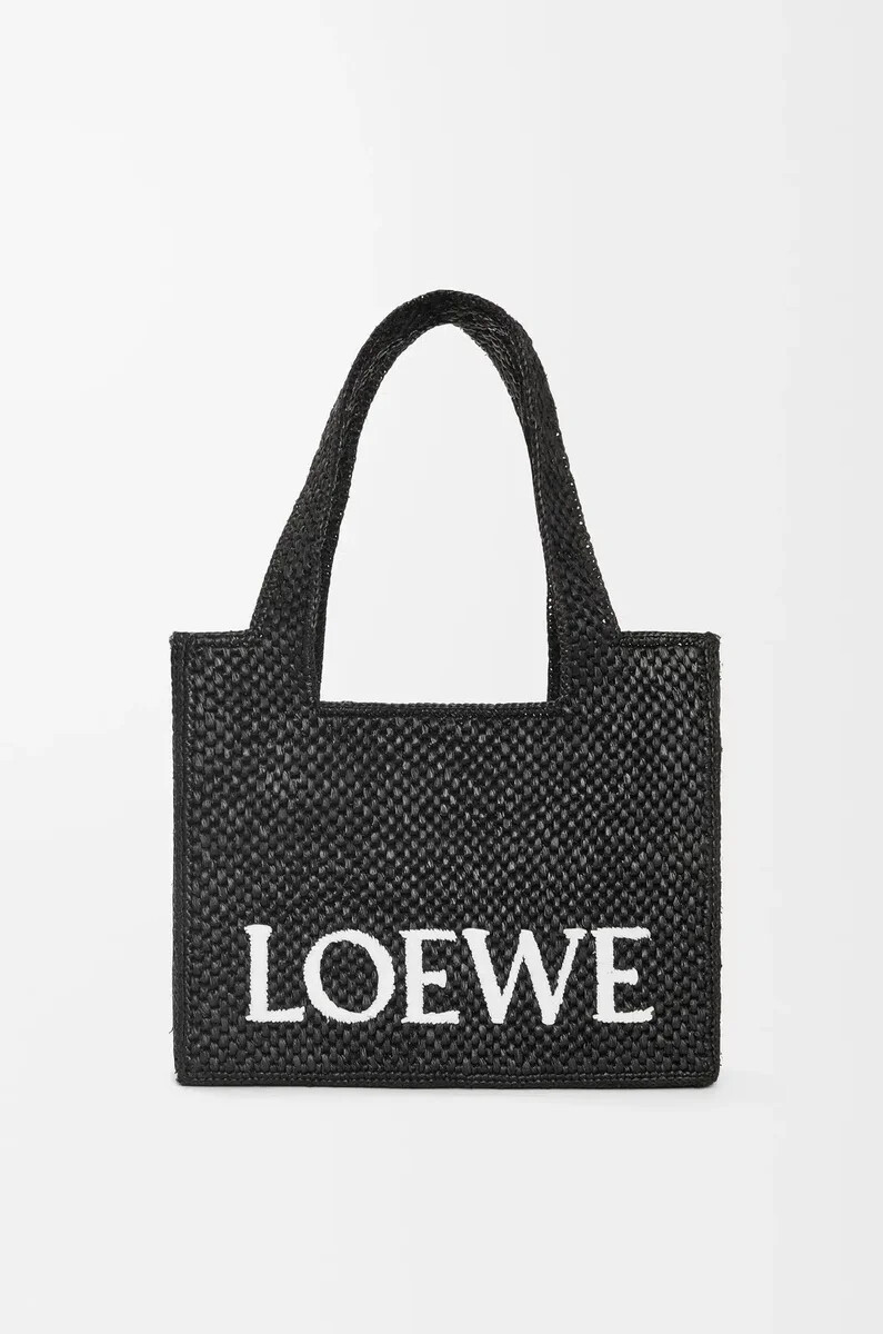 borsa media loewe font in rafia nera