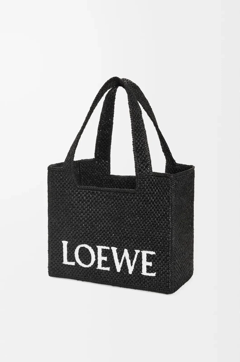 borsa media loewe font in rafia nera