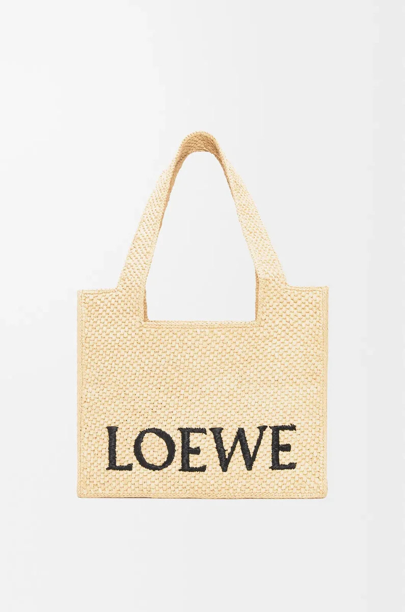 borsa media loewe font in rafia naturale