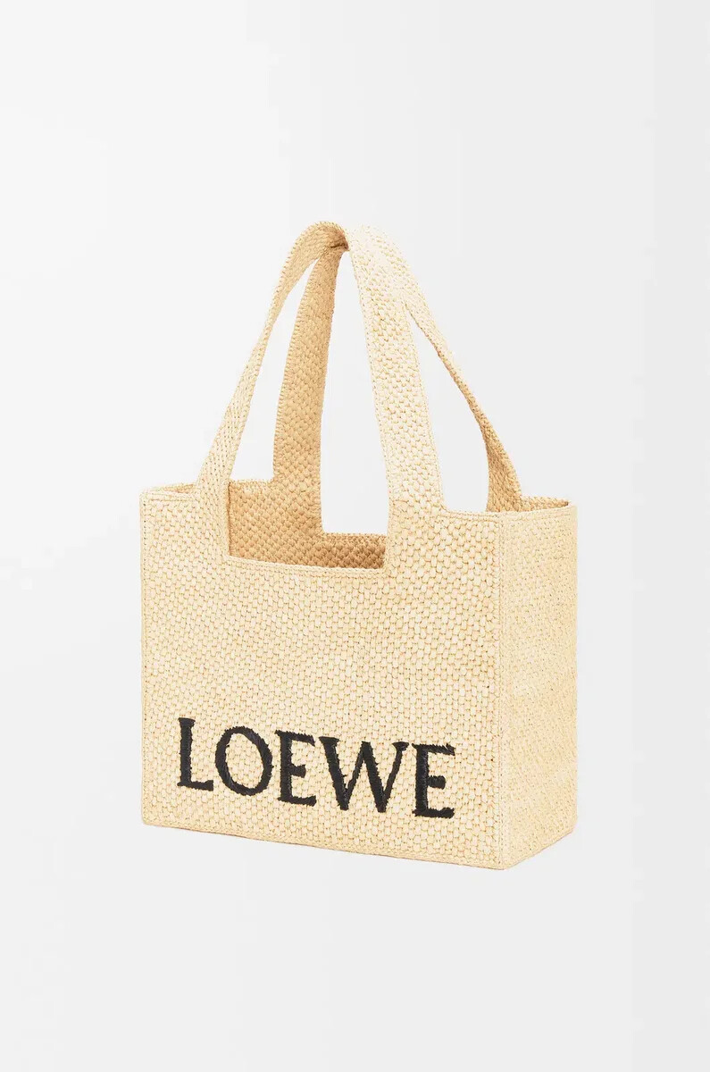 borsa media loewe font in rafia naturale