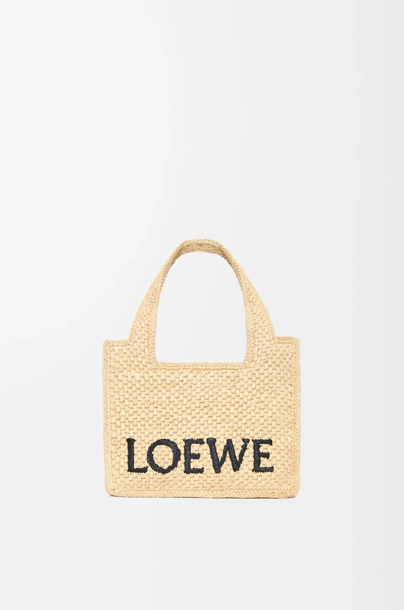 mini borsa loewe font in rafia naturale
