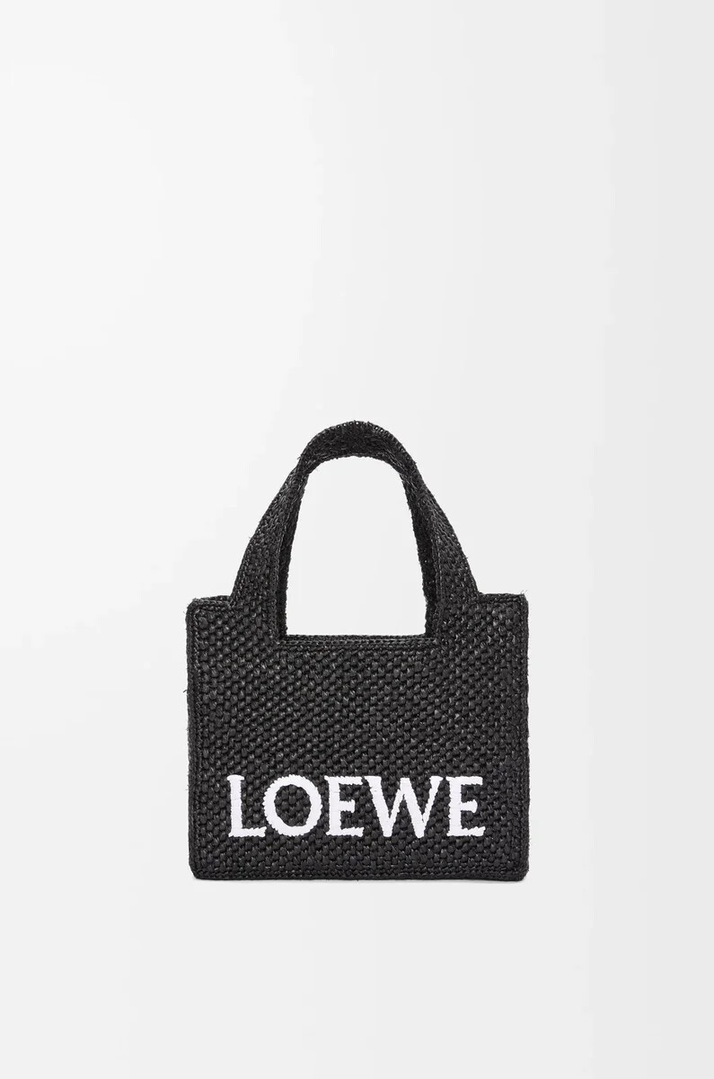mini borsa loewe font in rafia nera
