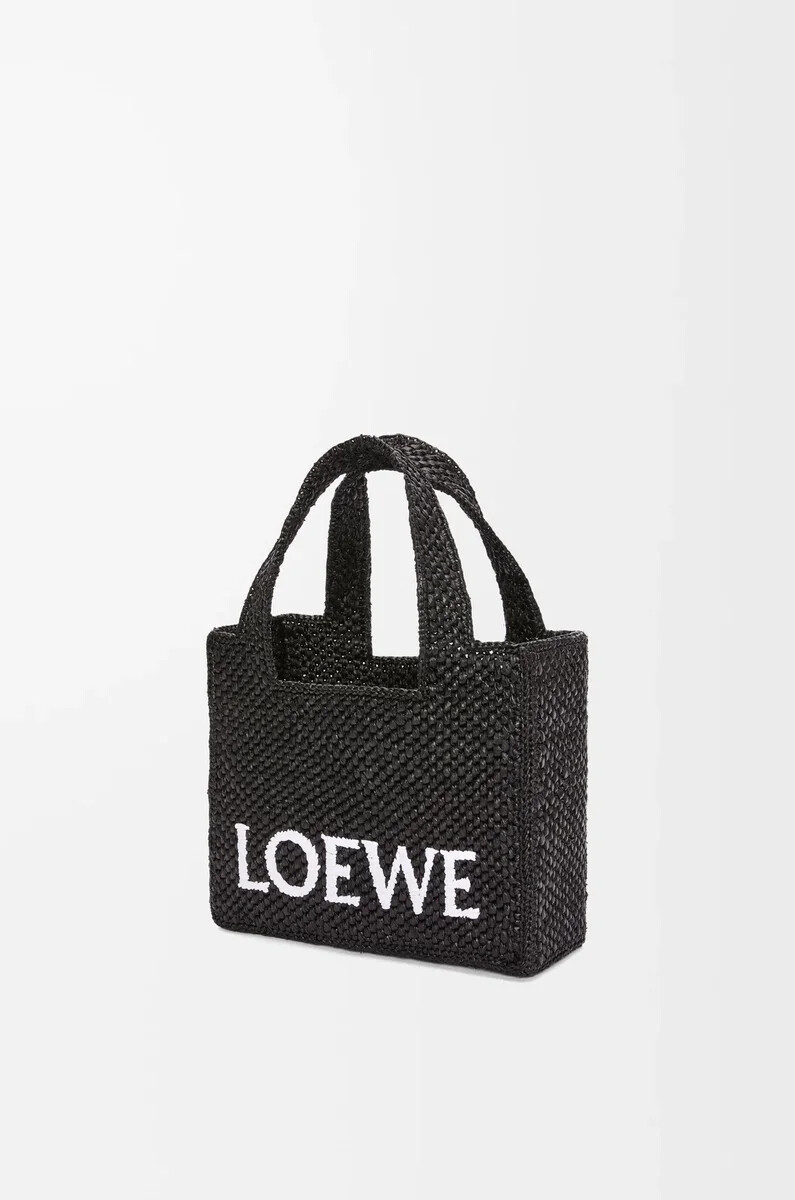 mini borsa loewe font in rafia nera