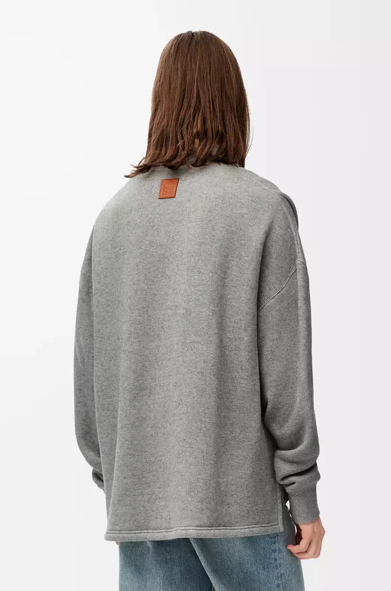 felpa polo in cotone e cashmere grigio piombo