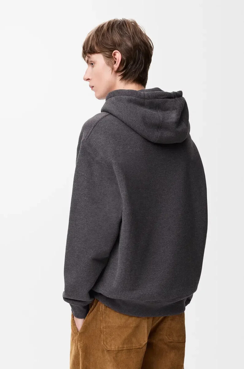 felpa con cappuccio in cotone grigio scuro melange
