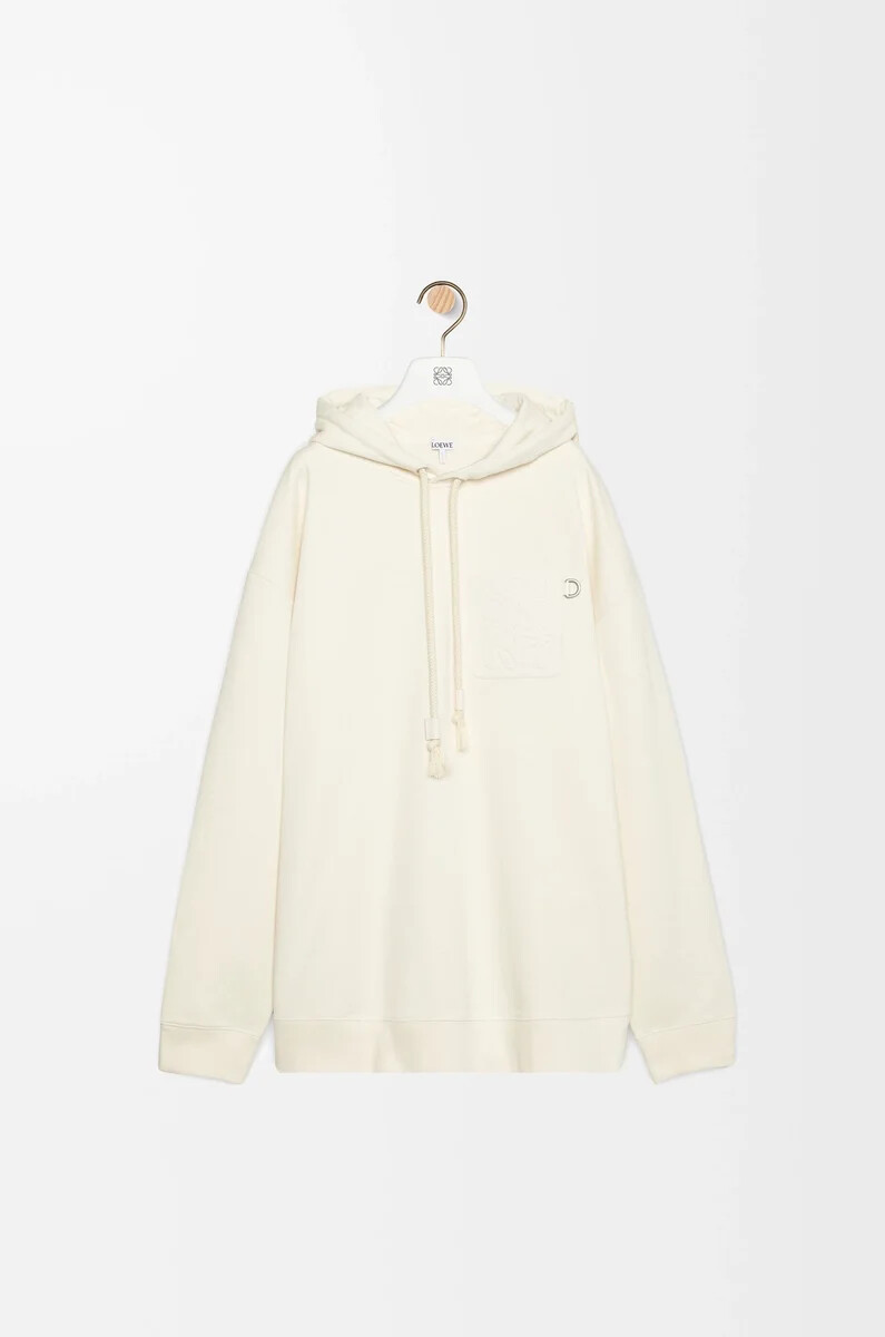 felpa con cappuccio dal taglio rilassato in cotone white ash