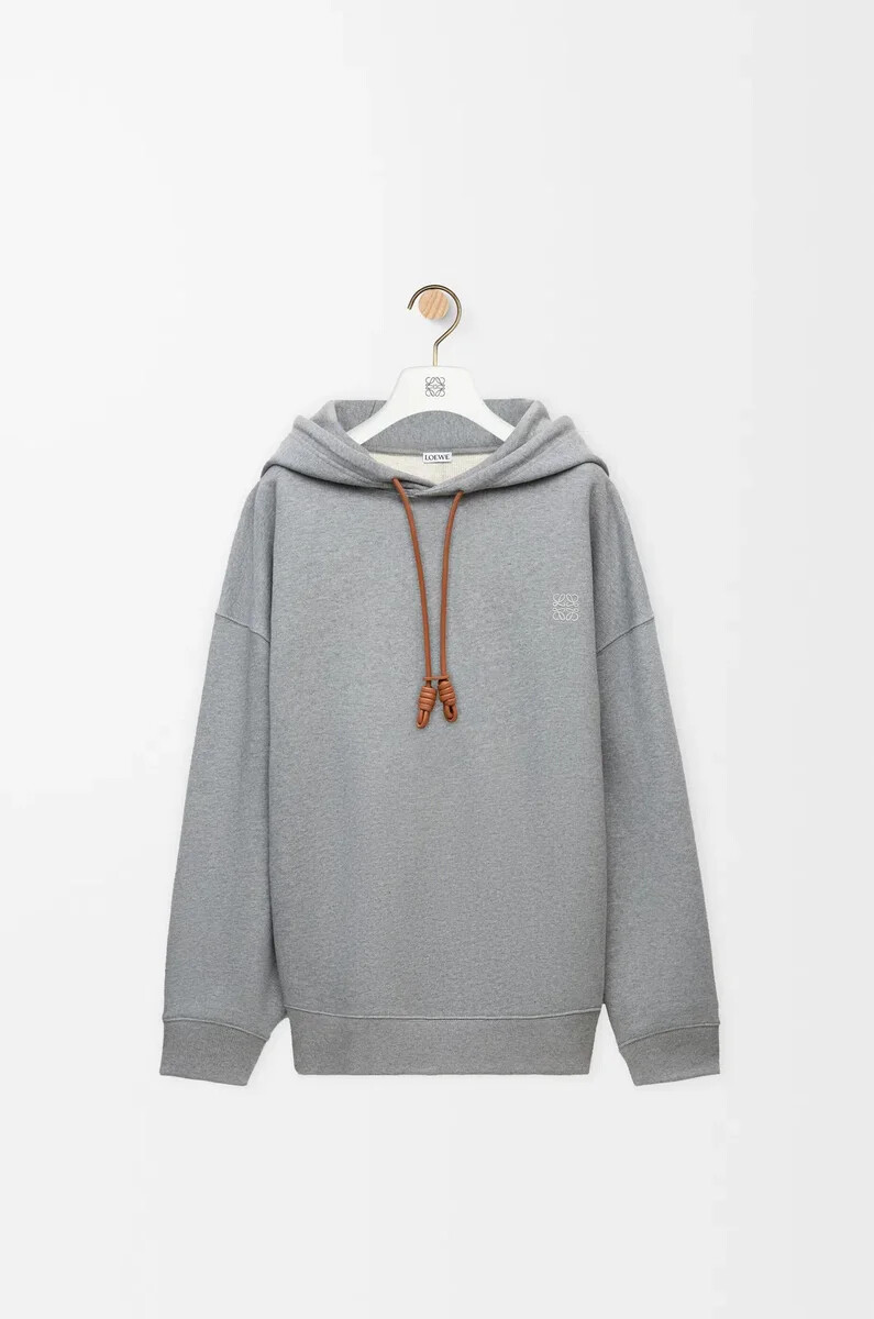 felpa con cappuccio dal taglio rilassato in cotone grigio melange