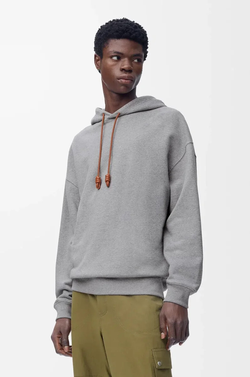 felpa con cappuccio dal taglio rilassato in cotone grigio melange