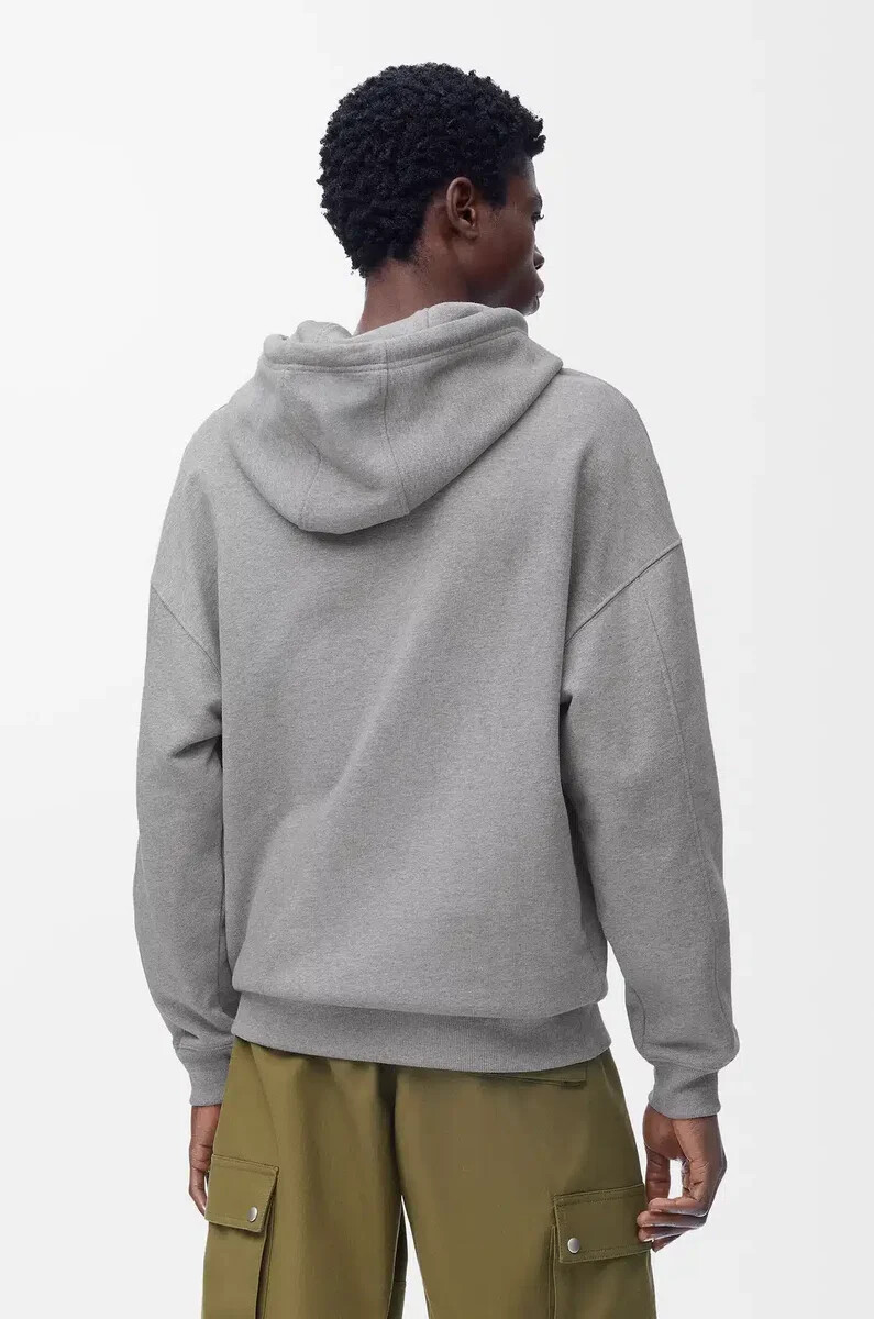 felpa con cappuccio dal taglio rilassato in cotone grigio melange