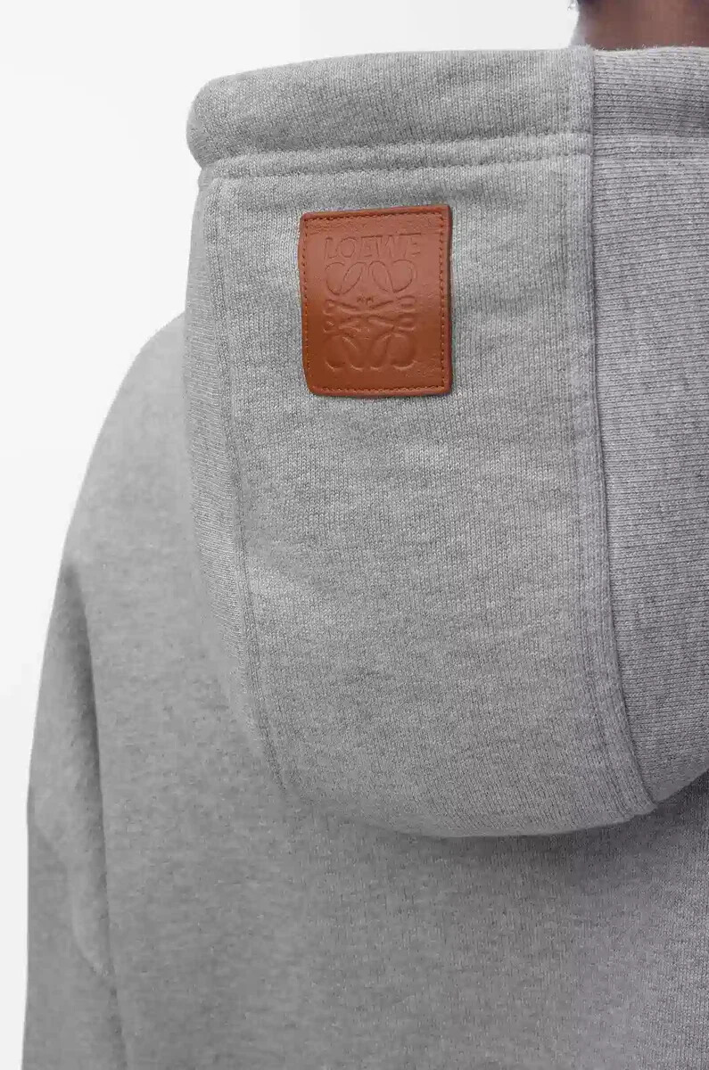 felpa con cappuccio dal taglio rilassato in cotone grigio melange