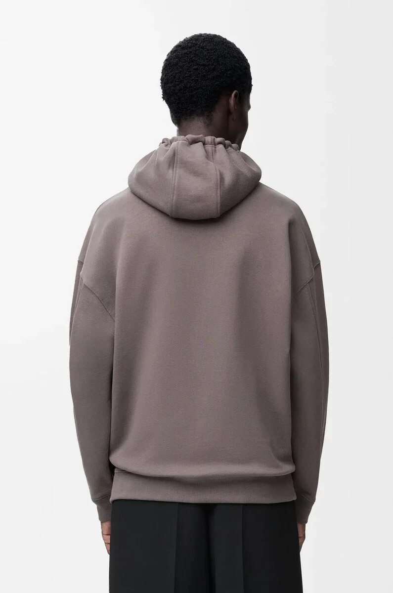 felpa con cappuccio e zip in cotone grigio scuro