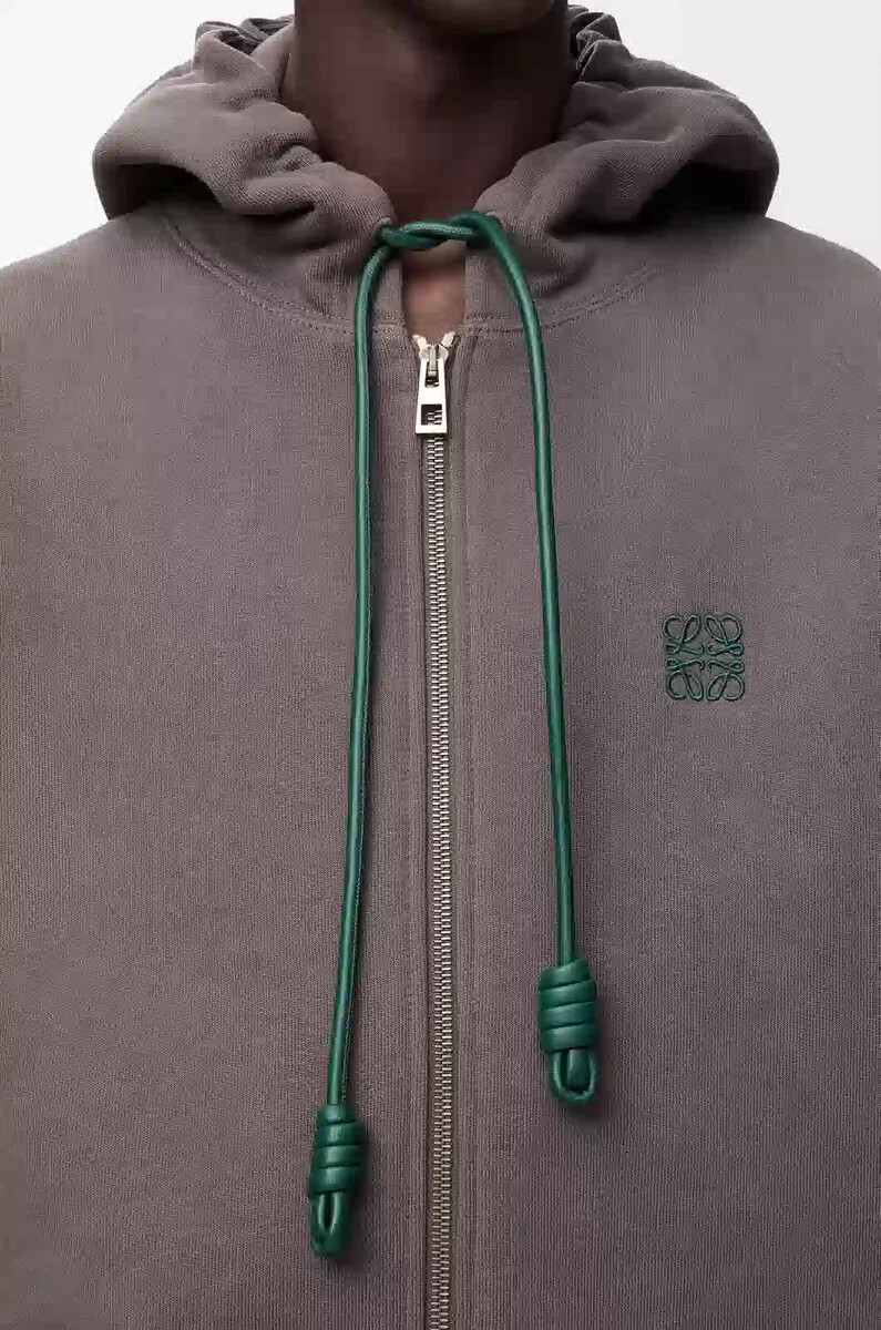 felpa con cappuccio e zip in cotone grigio scuro