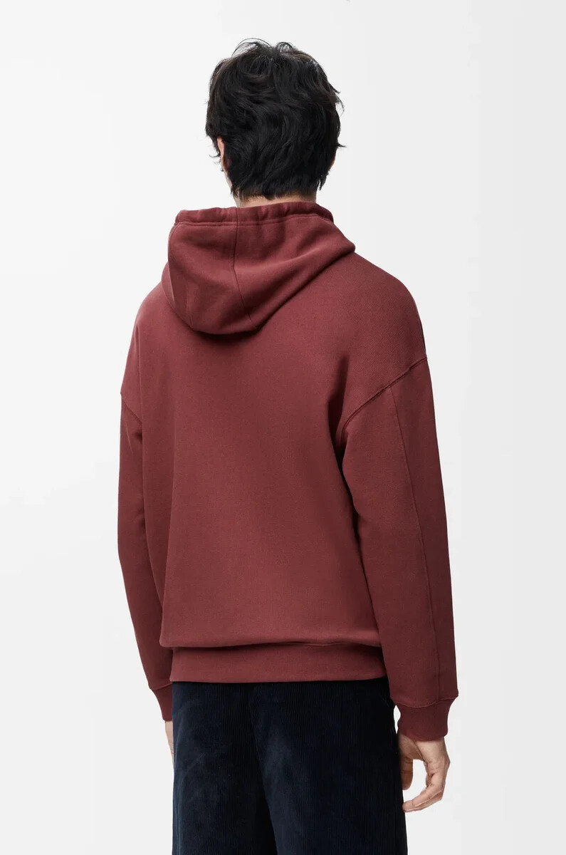 felpa con cappuccio e zip in cotone bordeaux