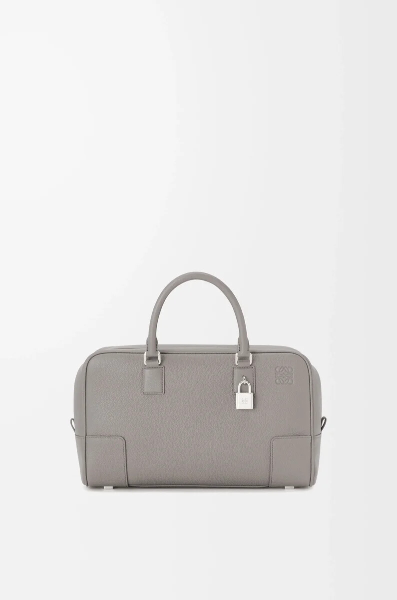 borsa amazona 28 in morbida pelle di vitello grana pearl grey