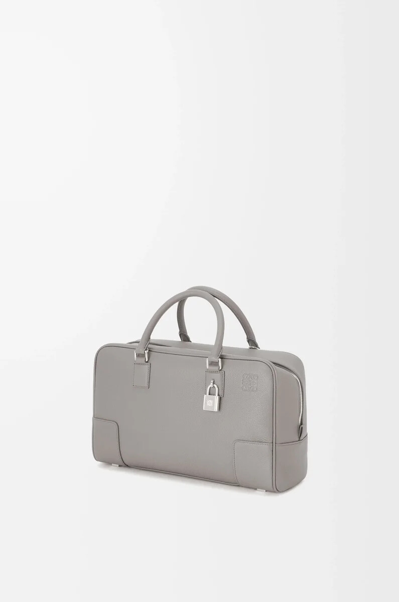 borsa amazona 28 in morbida pelle di vitello grana pearl grey
