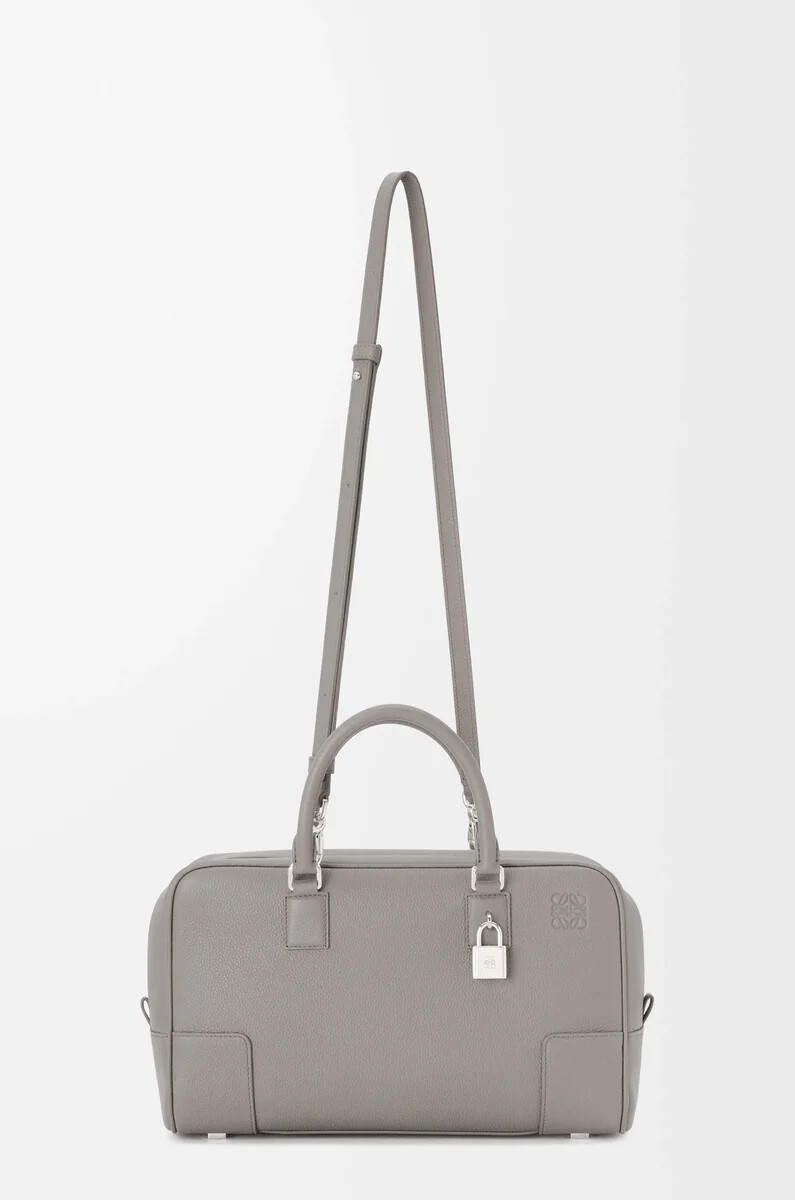borsa amazona 28 in morbida pelle di vitello grana pearl grey