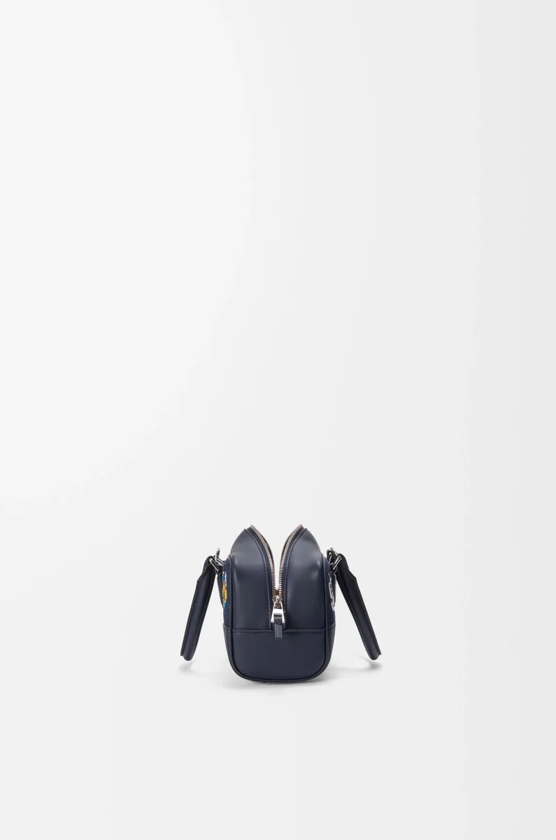 borsa corta cats amazona 23 in denim ricamato blu