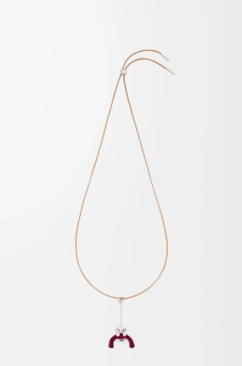 ciondolo acrobata seduto in argento sterling e cristalli argentoborgogna