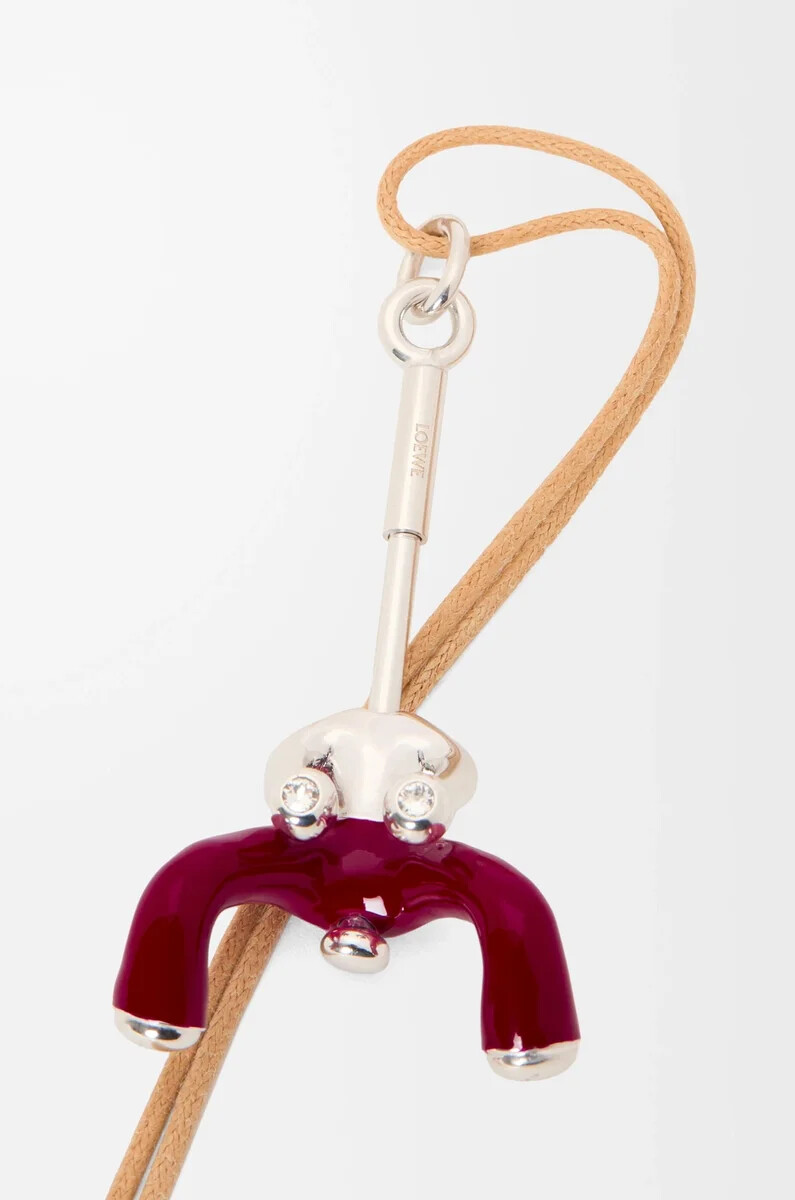 ciondolo acrobata seduto in argento sterling e cristalli argentoborgogna
