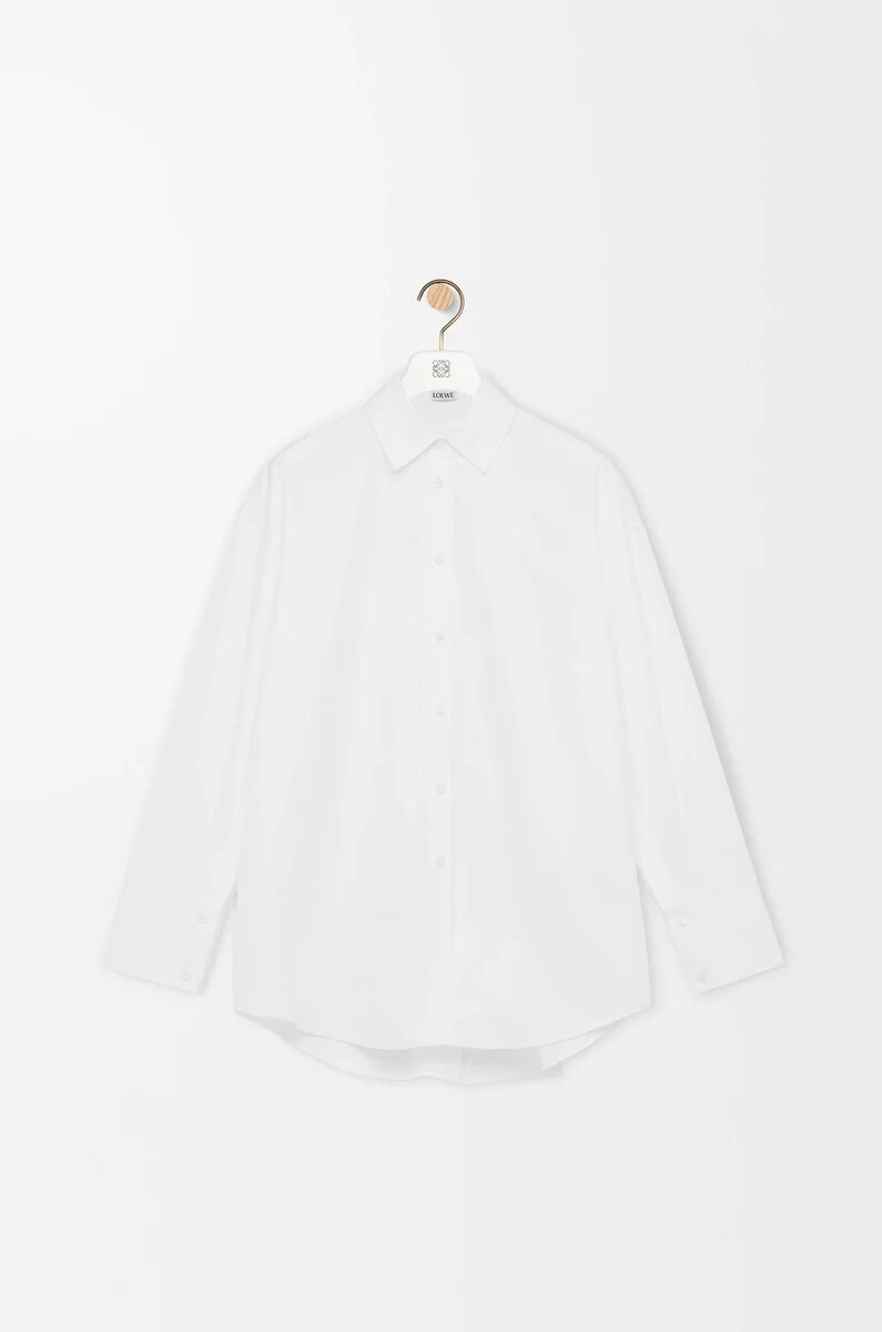 camicia a mantella in cotone bianco