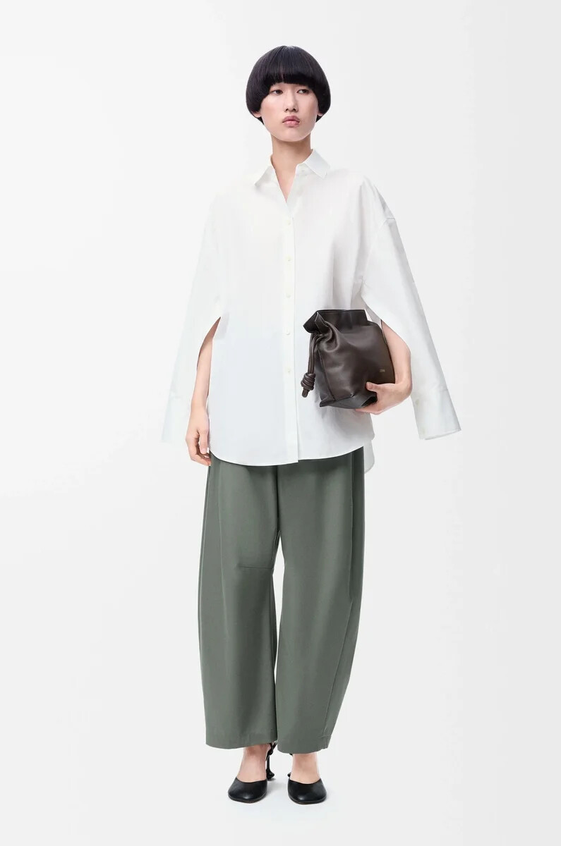 camicia a mantella in cotone bianco