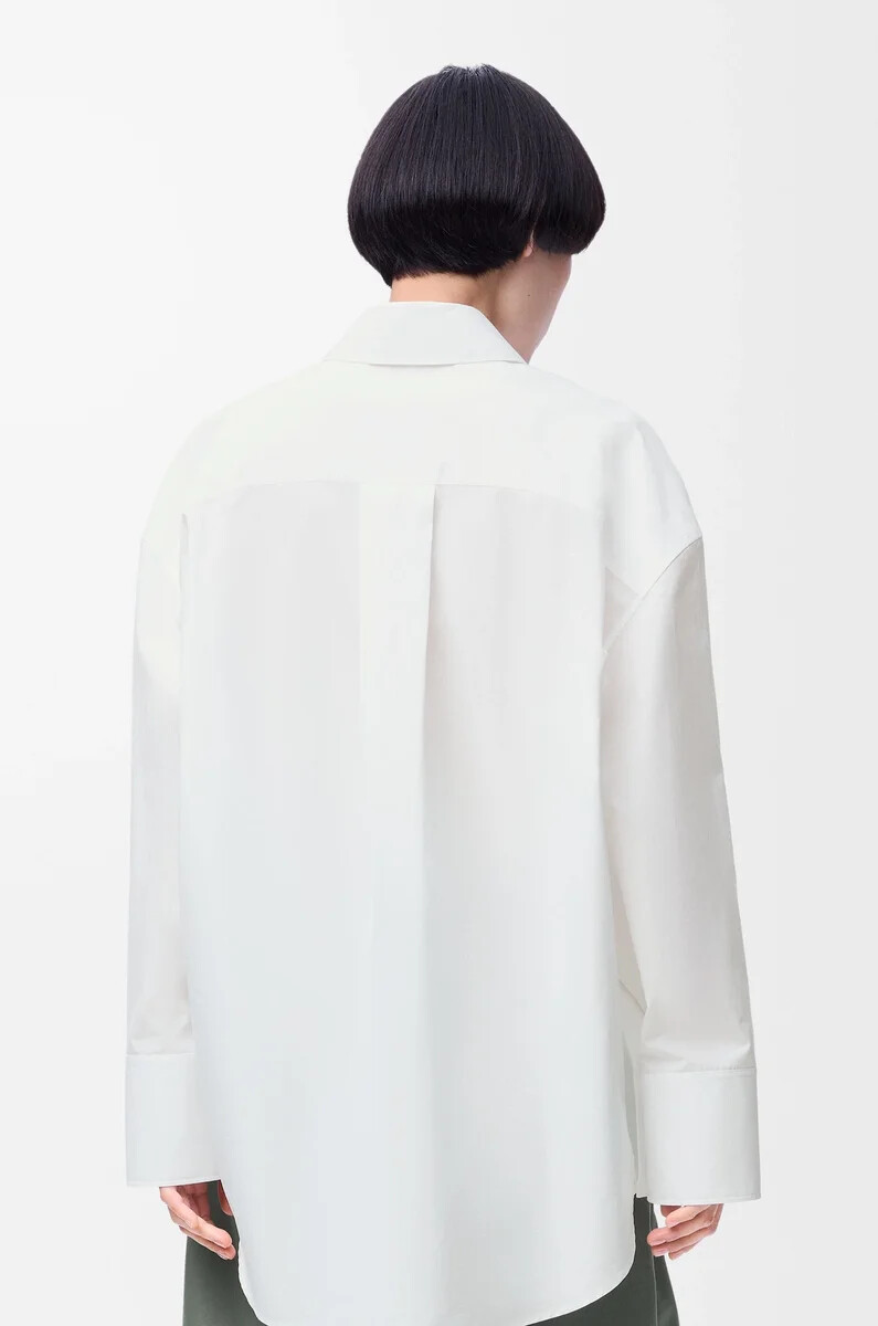 camicia a mantella in cotone bianco