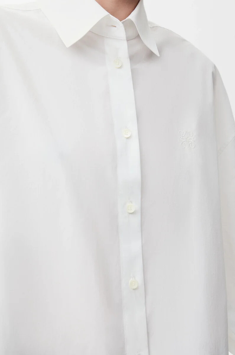 camicia a mantella in cotone bianco