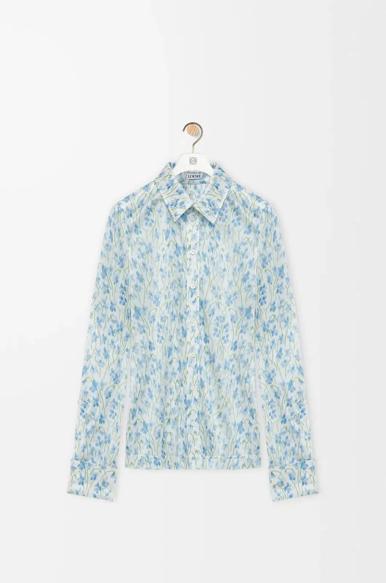 camicia in viscosa biancoblu