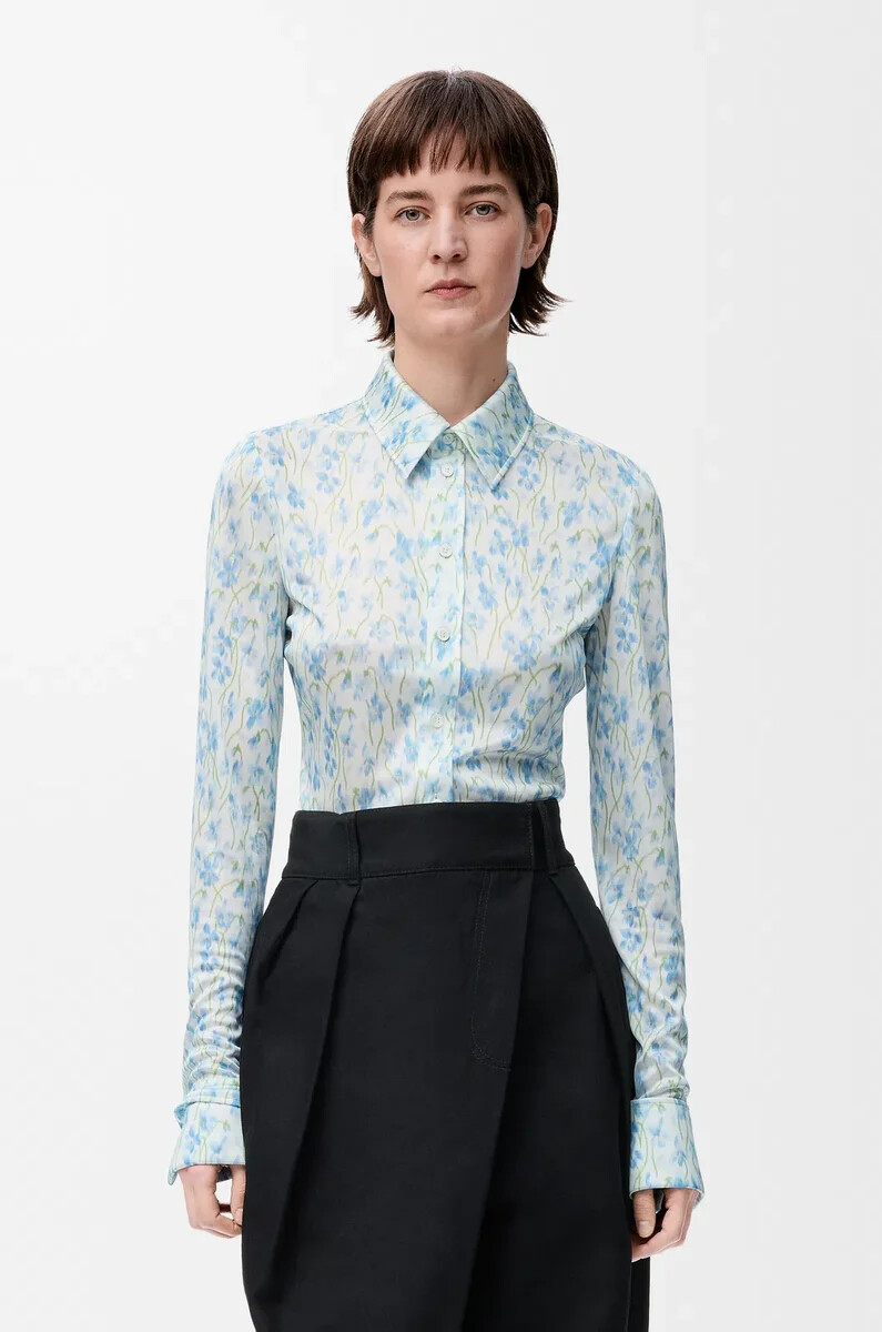 camicia in viscosa biancoblu