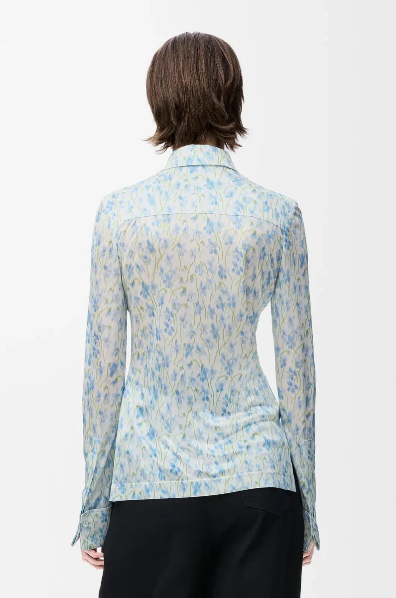 camicia in viscosa biancoblu