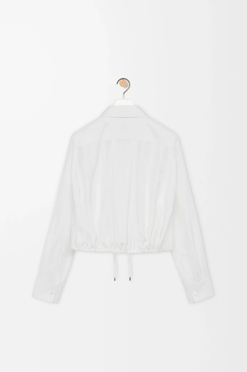 camicia a palloncino in seta bianca