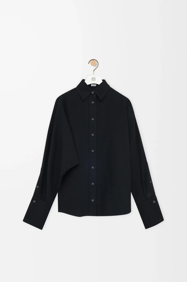 camicia avvolgente in denim nero