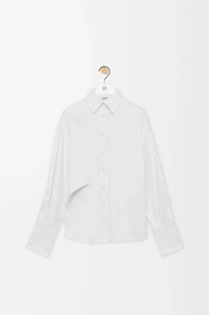 camicia avvolgente in denim bianco
