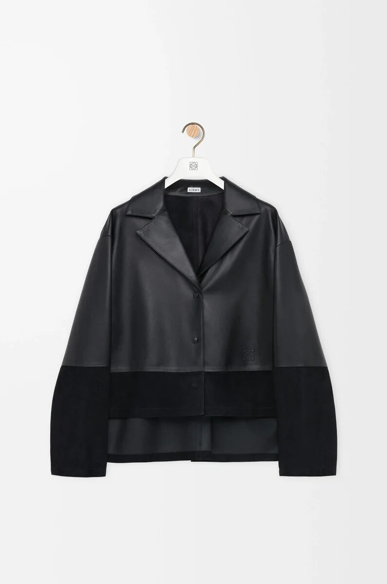 blusa pigiama in nappa di agnello nero