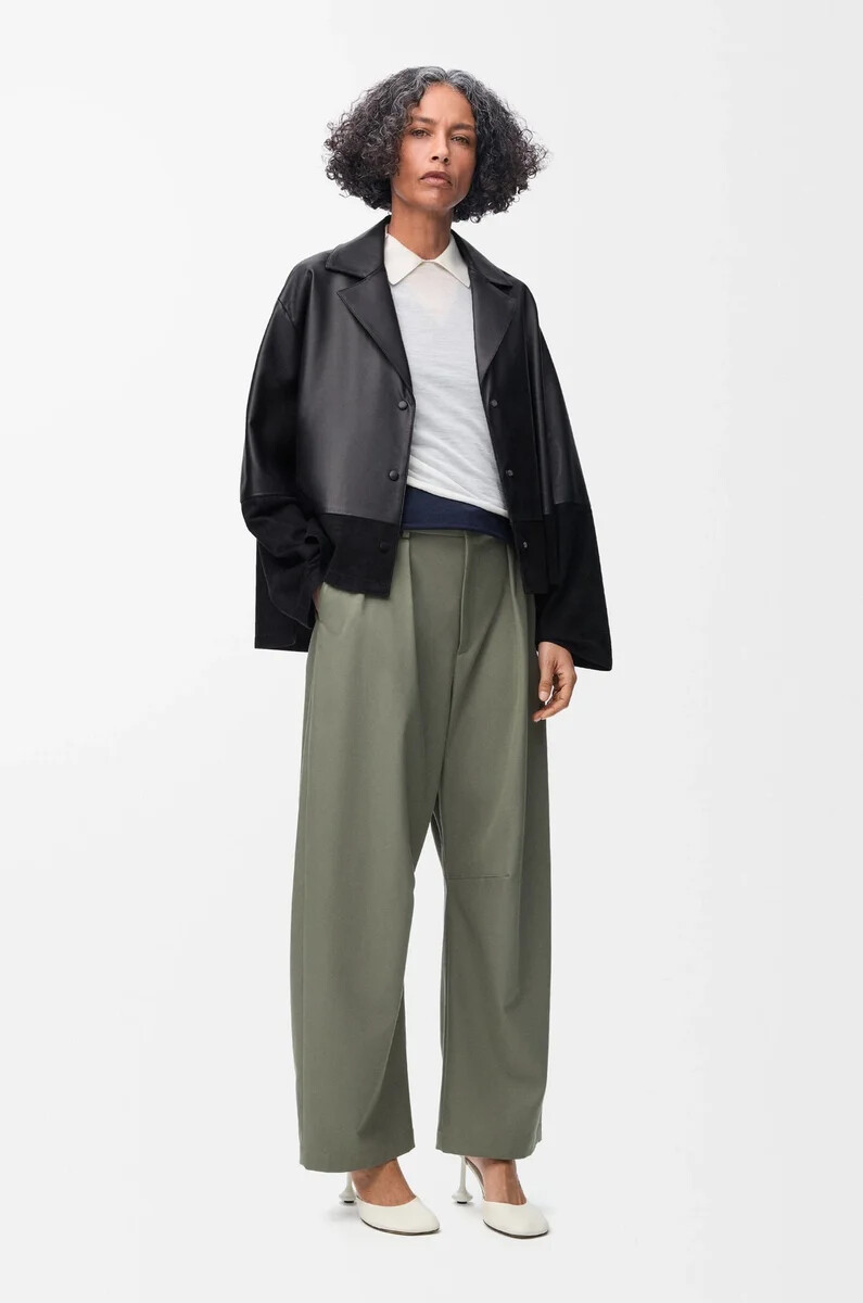 blusa pigiama in nappa di agnello nero